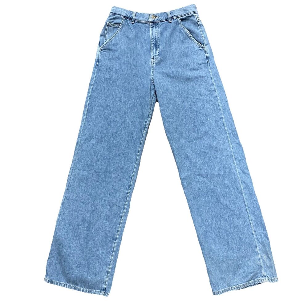 Massimo Dutti Women’s Straight Leg Denim Jeans Size 6 High Rise Stove Pipe Style